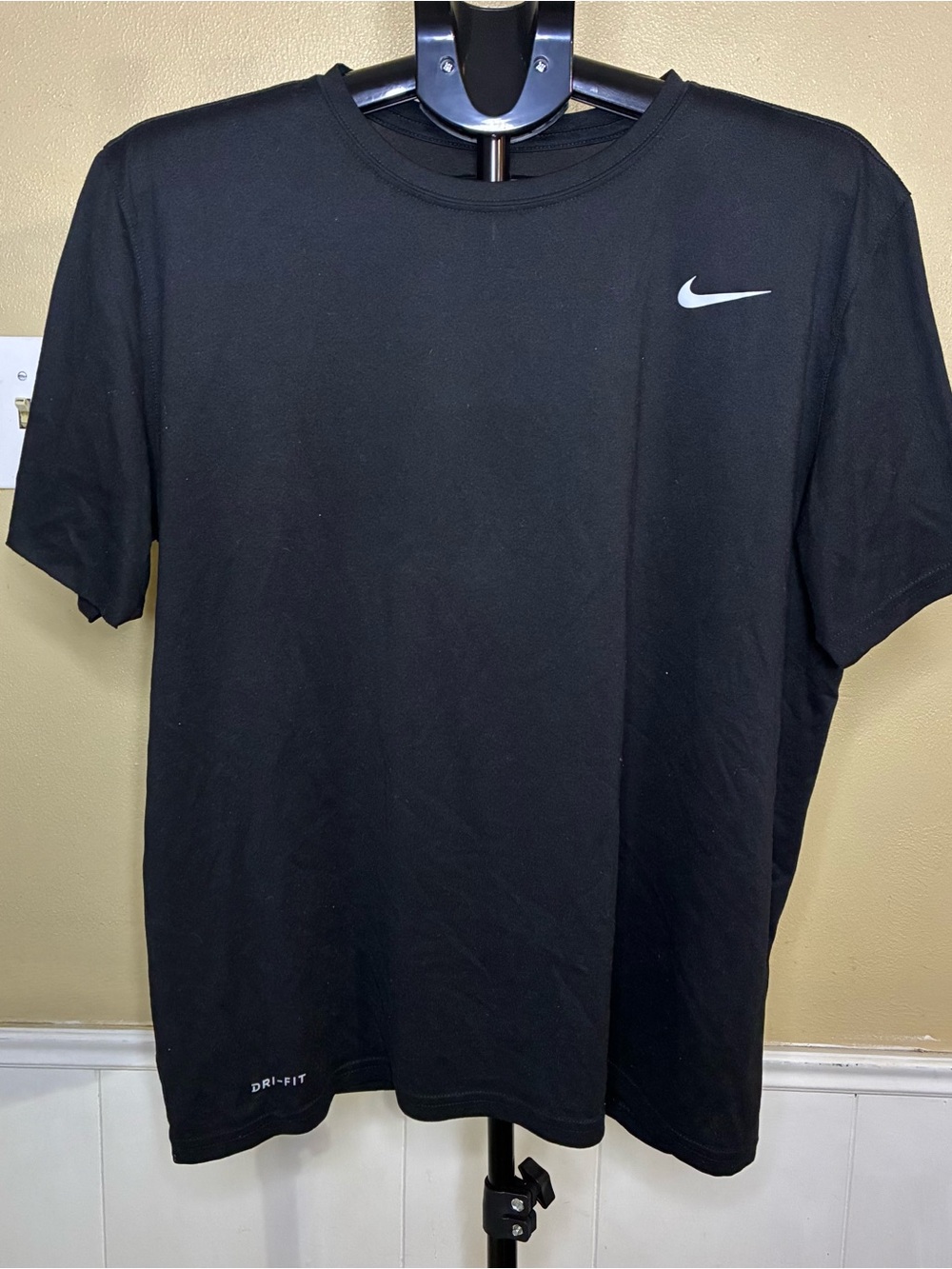Nike Black Short Sleeve Dri-FIT Athletic Tee with White Swoosh